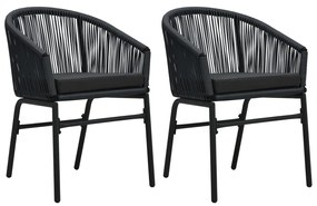 Καρέκλες Κήπου 2 τεμ. Μαύρες από Ρατάν Πολυαιθυλενίου