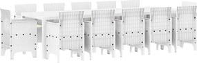 vidaXL Σέτ φαγητού για κήπο 13 pcs Λευκό Πολυράτταν και Βαμβάκι