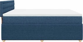 vidaXL Κρεβάτι Boxspring με Στρώμα Μπλε 200x200 εκ. Υφασμάτινο