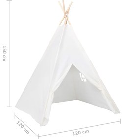 Σκηνή Teepee Παιδική Λευκή 120x120x150 εκ. Peach Skin με Σάκο - Λευκό