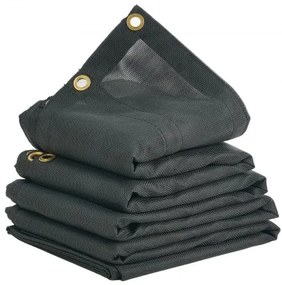 VEVOR Dump Truck Mesh Tarp, 7 x 14 ft, PVC Coated Black Heavy Duty Cover with 5.5&quot; 18oz Double Pocket, Brass Grommets, Reinforced Double Needle Stitch Webbing Fits Manual or Electric Dump Truck System
