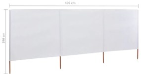 vidaXL Προστατευτικό Αέρα με 3 Πάνελ Λευκό Άμμου 400x160 εκ. Ύφασμα