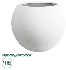 GloboStar® Artificial Garden MURANO 20766 Επιδαπέδιο Πολυεστερικό Τσιμεντένιο Κασπώ Γλάστρα - Flower Pot Λευκό Φ90 x Υ70cm
