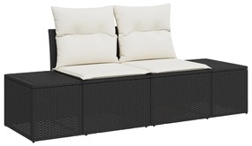 vidaXL 10 Τεμαχίων Σετ Σαλονιού Κήπου με Μαξιλάρια Μαύρο Πολυ Ρατάν Ακακία