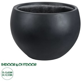 20700 GloboStar® Artificial Garden VITORIA 20700 Διακοσμητικό Πολυεστερικό Τσιμεντένιο Κασπώ Γλάστρα - Flower Pot Μαύρο Φ45 x Υ33cm