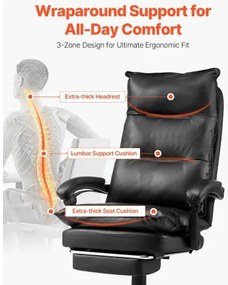 VEVOR Executive Office Chair High Back Chair with Footrest Lumbar Pillow Black