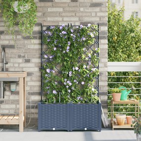 vidaXL Γλάστρες Κήπου 1 τεμ Καφασωτό Γκρι 80 x 40 x 142 cm Πλαστικό