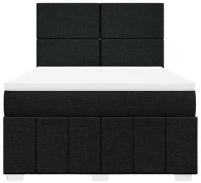 vidaXL Κρεβάτι Boxspring με Στρώμα Μαύρο 140x190 εκ. Υφασμάτινο