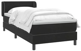 vidaXL Κρεβάτι Boxspring με Στρώμα Μαύρο 80x220 εκ. Βελούδινο