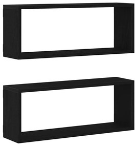vidaXL Ράφια Τοίχου με ράφι Επιτοίχιο 2 pcs Μαύρη δρυς 60 x 15 x 23 cm
