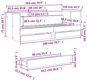 ΚΑΝΑΠΕΣ-ΚΡΕΒΑΤΙ ΜΕ ΣΥΡΤΑΡΙΑ ΓΚΡΙ SONOMA 100X200ΕΚ. ΕΠΕΞ. ΞΥΛΟ 3280844