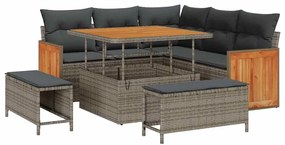 vidaXL Σετ Καναπέ Κήπου 8 pcs Γκρι, Σκούρο γκρι 100 x 100 x 71 cm