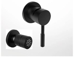 La Torre New Tech Black Matt 12151N-400 Μίκτης Εντοιχισμού 3 Εξόδων με Εκτροπέα+Jet επιτοίχιο Στρογγυλό