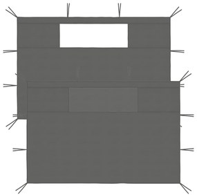 vidaXL Πλαϊνά για Κιόσκι με Παράθυρα 2 τεμ. Ανθρακί