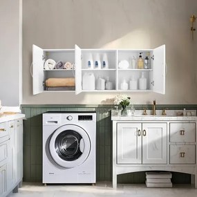 VEVOR 54 in Laundry Room Wall Cabinet 2-Tier Kitchen Cupboard with 3 Doors White