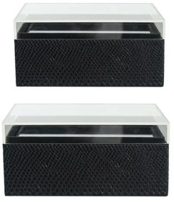 Artekko Lisa MDF Διακοσμητικά Κουτιά Κοσμηματοθήκες με Μαύρο Τεχνόδερμα και Διάφανο Ακρυλικό Καπάκι (26x20x12)cm 2pcs Artekko 82503