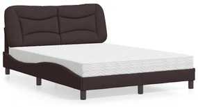 Κρεβάτι με Στρώμα Σκούρο Καφέ 140x200 εκ Υφασμάτινο