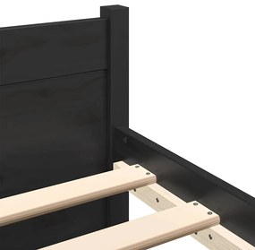 vidaXL Πλαίσιο Κρεβατιού Μαύρο 135x190 εκ. από Μασίφ Ξύλο Double