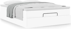 vidaXL Οθωμανικό κρεβάτι με στρώμα Λευκό 140x200cm Faux Leather