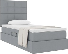 vidaXL Κρεβάτι με αποθηκευτικό χώρο και στρώμα Ανοιχτό γκρι ύφασμα