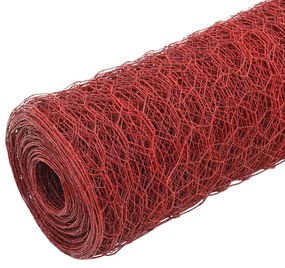 vidaXL Συρματόπλεγμα Εξάγωνο Κόκκινο 25x1 μ. Ατσάλι με Επικάλυψη PVC