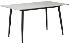 Τραπέζι Gustas pakoworld λευκό μαρμάρου sintered stone-μαύρο μέταλλο 160x80x75εκ