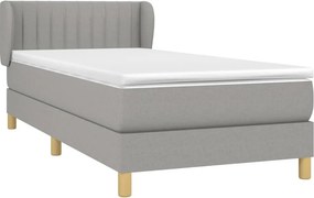 vidaXL Κρεβάτι Boxspring με Στρώμα Ανοιχτό Γκρι 90x190 εκ. Υφασμάτινο