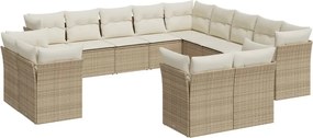 vidaXL Σετ Καναπέ Κήπου 13τεμ Μπεζ Συνθ. Ρατάν με Μαξιλάρια