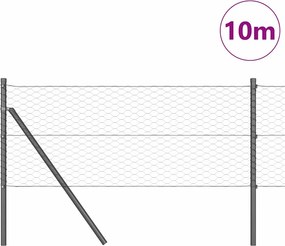 vidaXL Έξιγωνο φράχτη σταθερού εδάφους 10 x 0,6 μ Γκρι Δίχτυ