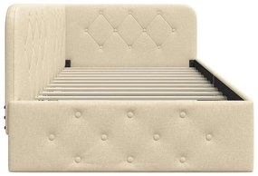 vidaXL Κρεβάτι Γωνίας Κρεμ 90 x 200 cm ύφασμα