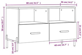 Έπιπλο Τηλεόρασης Μαύρο 80 x 36 x 50 εκ. από Επεξεργασμένο Ξύλο - Μαύρο