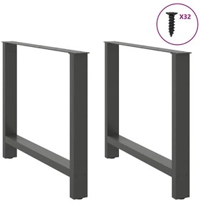 vidaXL Πόδια Τραπεζαρίας Ανθρακί 2 τεμ. 100x(72-73) εκ. Ατσάλι