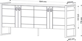 Μπουφές Ursula Megapap χρώμα καρυδί 180x40x77,6εκ.