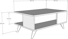 Τραπεζάκι Σαλονιού Καρυδί / Μαύρο SEPI 90x60x39.5