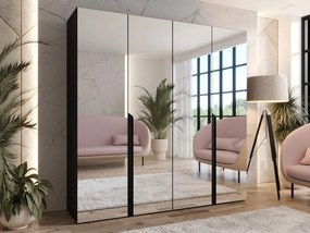 Ντουλάπα Mila II Τετράφυλλη-Μαύρο