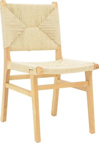 Καρέκλα Arten pakoworld σχοινί-rubberwood σε φυσική απόχρωση 60x55x85εκ