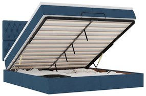 vidaXL Οθωμανικό κρεβάτι με στρώμα μπλε 160x200cm ύφασμα