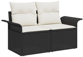 vidaXL Σετ 7 Τεμαχίων Καναπέ Κήπου Με Μαξιλάρια Μαύρο Πολυ Ρατάν