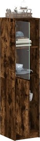 vidaXL Ντουλάπι Καπνιστή Δρυς 35x37x142 εκ. με Γυάλινη Πόρτα
