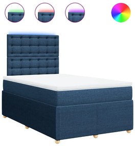 vidaXL Κρεβάτι Boxspring με Στρώμα Μπλε 120x200 εκ. Υφασμάτινο