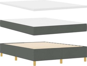 vidaXL LED Κρεβάτι με βάθρο Σκούρο Γκρι 140 x 190 cm ύφασμα