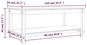 Τραπεζάκι Σαλονιού Λευκό 110x55x45 εκ. από Μασίφ Ξύλο Πεύκου - Λευκό