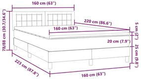 Box Spring κρεβάτι με στρώμα σκούρο μπλε 160x220 cm Βελούδινο - Μπλε