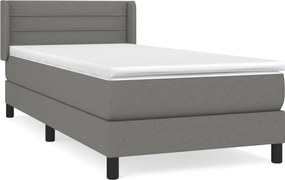 vidaXL Κρεβάτι Boxspring με Στρώμα Σκούρο Γκρι 90x190 εκ. Υφασμάτινο