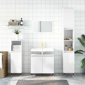 vidaXL Ντουλάπι Μπάνιου Γυαλ. Λευκό 58 x 33 x 60 εκ. από Επεξεργ. Ξύλο