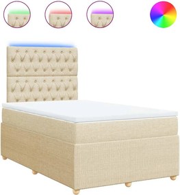 vidaXL Κρεβάτι Boxspring με Στρώμα Κρεμ 120x190 εκ. Υφασμάτινο