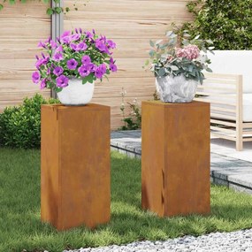 vidaXL Βάση φυτών 2 pcs Σκ rusty 24 x 24 x 55 εκ.