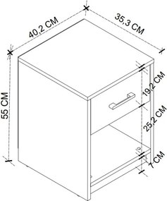 Κομοδίνο Scoty Megapap χρώμα λευκό 40,2x35,3x55εκ.