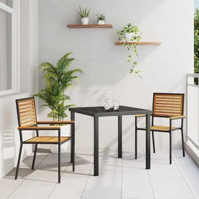 vidaXL Καρέκλες κήπου που σωριάζονται 2 pcs Καφέ, Μαύρο