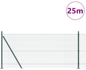 vidaXL Σετ Πόλων Φράχτη Σετ των 2 Πράσινο Ατσάλι, PVC 25 x 1 μ